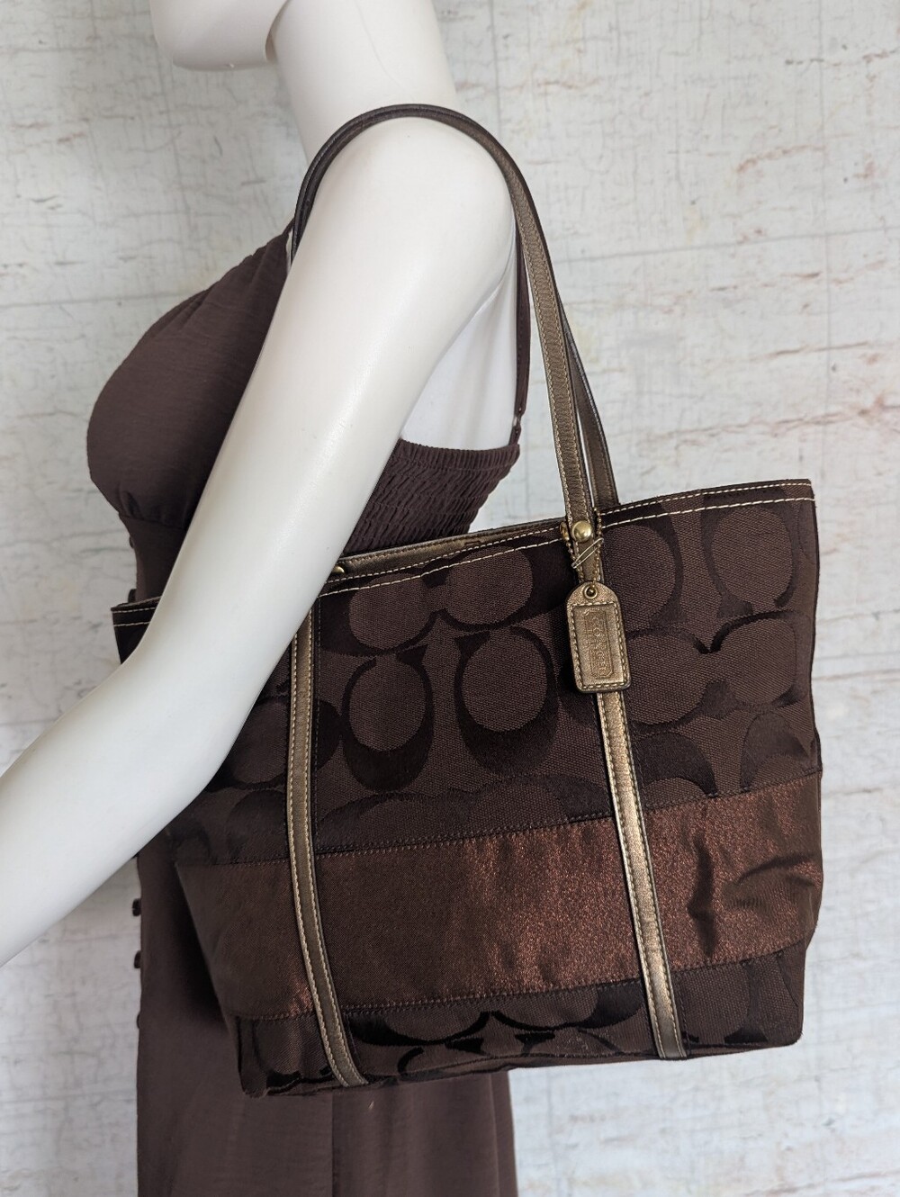 vintage Coach SignatureStripe Tote Bag (Style No. 11098